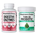 Physician's CHOICE - Bloat + 지원 무게 관리 번들 : 소화 효소 + Thin-30 Probiotic