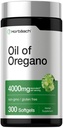 Horbäach Oregano Oil | 4000mg | 300 Softgel 캡슐 | Naturally Occurring Carvacrol Pills | 비 GMO 및 글루텐 무료 추출물 보충
