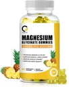 (1개의 팩) 마그네슘 글리세라이드 Gummies, 칼슘 & 비타민을 가진 높은 흡수 마그네슘 보충교재, 지원 뼈, 근육, 밤, 기억 & 계류, Vegan, 비 GMO, 60 조사, 파인애플 풍미