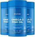 OMAPURE 물고기 기름은 Omega 3 지방산 (3개의 병, 120 Softgels)를 가진 보충합니다 - 높은 EPA, DHA, & IFOS 물고기 기름 알약 지원 심장 & 합동 건강 - Burpless 물고기 기름은 뇌 기능을 승진시킵니다