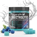 Electrolytes Gummies No Sugar, 120 Chewable Electrolyte Gummies with 6 Electrolytes for Runners and Endurance Sports, 새로 고침 Blue Raspberry, Hydration Electrolyte Chews, 1 팩