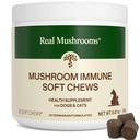 Real Mushroom Immune Pet Chews - 매일 소화 및 면역 건강 - 개 및 고양이 기능 치료를위한 버섯 - 개 및 고양이를위한 버섯 보충 - 모든 품종 및 크기 (60 개)