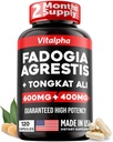 Ultra 농축 86,000mg Fadogia Agrestis Tongkat Ali 혼합 - 200 : 1 Tongkat Ali + 10 : 1 Fadogia Agrestis + Bioperine - 운동 성능 및 근육 질량을위한 최대 강도 혼합 - 120 V-Caps