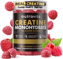 Nutravita Creatine Monohydrate Gummies for Men & Women-5g of Creatine Monohydrate per 서빙 - 설탕 무료, 채식, 라즈베리 맛, 120 조사
