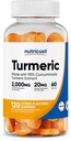 Nutricost Turmeric Gummies 2,000mg 서빙 당 Tumeric (120 Gummies) - 60 서빙