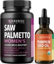HAVASU NUTRITION USDA 유기 호박 씨앗 오일 드롭 (60 인분) & Women Hair Complex (30 인분)에 대한 팜 토 레