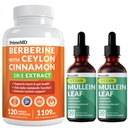 Ceylon Cinnamon Chromium, Bitter Melon 및 Green Tea Extract (120 ct) 및 Lungs 및 Respiratory Lung Health & Bronchial Support (60 서빙)에 대한 Mullein-1 Berberine 보충
