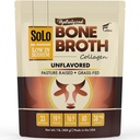 Solo Bone Broth Protein Collagen Powder Low Sodium, 16g Hydrolyzed Collagen Type I & III, 건강한 피부, 손톱, 헤어, 관절 및 소화, 잔디 Fed, 1 lb (Bag - Net Wt. 1 lb. Powder)