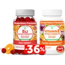 Lunakai 비타민 B12와 비타민 E Gummies 뭉치 - 성인 에너지 지원과 뼈 건강을 위한 3000 mcg Gummies - 250 mg 1000 iu 자연적인 VIT E 플러스 C 보충교재