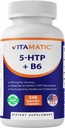 봉사 당 B6 5mg를 가진 Vitamatic 5-HTP 200mg - 240 채식 캡슐 (5-Hydroxytryptophan) - (그라피니아 Simplicifolia씨 추출물)