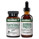 NutraMedix 두뇌 지원 번들 - 인지 건강, 해독 및 두뇌 지원을위한 Artic Krill Oil Softgels 및 Burbur Pinella 액체 드롭 포함 - 2-Piece Supplement Cognitive Support