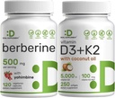 DEAL SUPPLEMENT 비타민 D3 5000iu + K2 100mcg Softgels & Yohimbine 번들을 가진 Berberine 보충교재 – 정유 선샤인 비타민 – 높은 흡수 염산염 HCl 모양