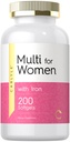 철로 여성용 Carlyle Multivitamin | 200 Softgels | 필수 비타민, 미네랄 및 오메가 | 영양 지원 보충교재 | Non-GMO & 글루텐 무료