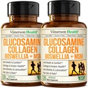 글리세린 교원질 펩티드를 가진 Glucosamine Chondroitin MSM - Quercetin, Bromelain & Boswellia 추출물을 가진 합동 지원 보충교재 - 머리 피부 못을 위한 교원질 알약 - FSA Eligible 2 팩