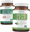 Sea Moss & Olive Leaf Extract (1 개월 공급) 올리브 Moss Blend - Organic Irish Sea Moss - Raw Vegan Supplement (60 모자) & Olive Leaf Extract 최고 강도 : 20 % Oleuropein - 채식 (120 모자)