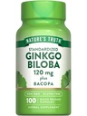 Nature's Truth Ginkgo Biloba 120mg | Plus Bacopa | 100 빠른 릴리스 캡슐 | 표준화 된 추출물 | Non-GMO 및 글루텐 무료 보충