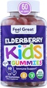 USDA Organic Elderberry Gummies for Kids | 아연 및 비타민 C가있는 면역 지원 Elderberry - 글루텐 무료 및 채식 어린이 비타민 - 60 개 | Sambucus Nigra 보충