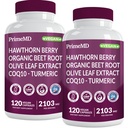 26-in-1 Nitric 산화물 보충교재 - CoQ10, Turmeric, 유기 사탕 뿌리, Hawthorn Berry & Garlic - 봉사 당 2103mg (120ct, 2)