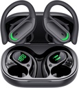 무선 이어폰 Bluetooth 5.4 헤드폰, 96hrs 재생, 무선 충전 케이스 LED 디스플레이, 귀 헤드폰, ENC 소음 차단, Hi-Fi 사운드, IP7 방수, 스포츠 운동 (Deep Black)