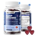 Melatonin 무료 5-HTP GABA 보충 성인 & 어린이 12 + L-Theanine, 마그네슘 글리세린, L-Tryptophan, Apigenin - 설탕 무료, Strawberry 맛, Vegan, 120 조사