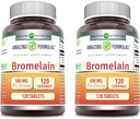 Amazing Formulas Bromelain 500 Mg Tablets Supplement | Non-GMO | 글루텐 프리 | 미국에서 제작 (120 Count | 2 Pack)