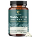 Triple Magnesium Softgels | 시트레이트, 말레이트, & 산화물 | 소화, 캘름, 다리 크림, & 수면 지원을위한 높은 흡수성 마그네슘 보충 | 300mg Complex | 삼키기 소프트 젤 | 60 Count