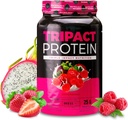 Nutrology TRIPACT Protein Powder - 7-in-1 식사 교체 Shake Grass Fed Whey Protein Powder, Pea, Rice, Muscle Recovery & Immunity, Superberry flavor, 40 서빙