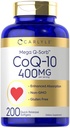 Carlyle CoQ10 400mg Softgels | 200 개 | 높은 흡수 Coenzyme Q10 | 흑퍼 추출물 | Non-GMO 및 글루텐 무료 보충