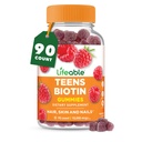 Lifeable Teens Biotin 10000mcg Gummies | 비타민 B7 | Vegan Biotin 보충교재 | 머리 성장, 건강한 피부 및 못을 위한 중대한 Tasting Biotin Gummies | 약용 비타민 | 90의 Gummies