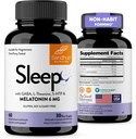 Sandhu의 수면 60 캡슐 - Melatonin, Magnesium, GABA, L-Theanine & 5-HTP를 가진 5-in-1 수면 보조 보충교재를 형성하는 비 토끼