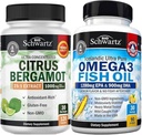 세 배 힘 Omega 3 물고기 기름 Softgels (1 달 공급) 플러스 1000mg Citrus Bergamot 보충교재 (1 달 공급)