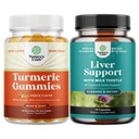 Turmeric Curcumin Immune Support Gummies 및 Liver Cleanse Detox & Repair Formula - 합동 지원 및 고급 스킨 케어 - 우유 이틀 다 델리 뿌리 심황과 Artichoke Extract