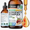 BIO KRAUTER Longevity Mushroom Supplement - 염소의 Rue & Red Ginseng 뿌리 추출물과 액체 Reishi Mushroom Complex - Vegan Tincture - 알코올 및 설탕 무료 Drops 4 Fl.Oz.