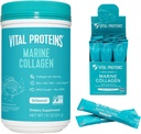 생생한 단백질 바다 교원질 펩티드 분말 보충교재 7.8 oz Canister + 지팡이 팩 (10 g) (20의 상자)