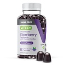 VITEEY Sambucus Elderberry Gummies 성인 & 청소년 + 아연 & 비타민 C - 설탕 무료 - 면역 지원 & 부스터 초본 보충 - Vegan, 글루텐 무료, 젤라틴 무료, GMO 무료, 체리 맛