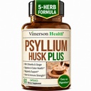 섬유 보충 1080mg Psyllium Husk 분말, 여성 및 남성, 생강 뿌리에 대한 Slippery Elm - 일반, 소화 및 Gut 건강을위한 높은 섬유 알약 - Stomach 60 Psyllium Husk 캡슐에 Gentle