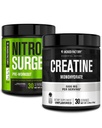 Jacked Factory NITROSURGE 사전 운동 보충 (Grape, 30 서빙) & Creatine Monohydrate 분말 (Unflavored, 30 서빙)