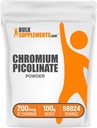 BulkSupplements.com Chromium Picolinate 200mcg 분말 - 미네랄 보충제 - 글루텐 & 효모 무료, 서빙 당 크롬 200mcg, 100g (3.5 oz) (팩 1)