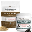 Real Mushrooms Lions Mane Powder for Humans (60g) & Mushroom Immune Pet Chews (60ct) - Cognition & Immunity의 번들 - Ashwagandha, Astragalus & More - Vegan, Non-GMO, 글루텐 프리, 곡물 무료