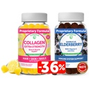 Lunakai Collagen 및 Elderberry Gummies 번들 - 남성 및 여성을위한 노화 방지 보조제 - 성인 및 어린이를위한 면역 지원 - Vegan, Non-GMO, No Corn Syrup, Gelatin Free, 모든 천연 블랙 Sambucus