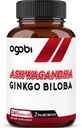 Ginkgo Biloba 보충교재를 가진 agobi 1600mg Ashwagandha - 면역 체계, 에너지 생산, 기억 건강 & 초점 - 240의 Veggie 캡슐을 위한 최고 추출물 공식