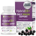 HybridEB Sambucus Elderberry Immune 지원 비타민 C, 아연, 비타민 D3 - 산화 방지제 & 면역 보충교재, 1 달 공급 - 9에서 1 까만 Elderberry 아이와 성인 - 60의 캡슐