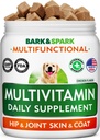BARK&SPARK Dog Vitamins & Supplements - 개를위한 Multivitamin Chewable 치료 - 관절 지원을위한 Glucosamine Chondroitin + 피부 및 코트 + Probiotics - 애완 동물 건강을위한 멀티 비타민 - 120Ct