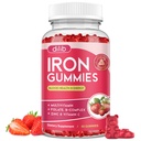다비타민을 가진 철 Gummies, 아연, 비타민 B Complex & C, B12, Folate를 가진 여자 & 남자를 위한 철 보충교재 - 성인 & 아이를 위한 혈액 건축업자 & 에너지 지원 - 딸기 풍미, Vegan 60 Gummies