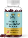 4TheCalm 5in1 스트레스 완화 보충교재 거미 – GABA, 레몬 발름, L-Theanine, Chamomile, Ashwagandha – 구호 구미 (자연 라즈베리 맛, 60 구미)