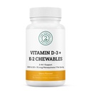 비타민 D3 + K2 Chewables - 2000 IU 비타민 D와 MK7 K2 (Menaquinone-7) - 체리 맛 정제 - 성인과 아이를 위한 비타민 D + K2 보충교재