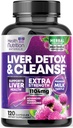 Gentle Liver Cleanse Detox & Repair Formula - Silymarin Milk Thistle, Dandelion Root, Artichoke Extract, Turmeric, Choline, & Beetroot - 120 Veggie 캡슐과 고급 간 지원 보충