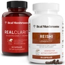 Real Mushrooms RealClarity (60ct) 및 Reishi (90ct) 캡슐 번들 - Mental Clarity, Focus, Relaxation, Sleep & Longevity를위한 버섯 보충 - 베타 글루칸의 검증 된 수준