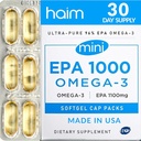 HAIM EPA1000 MINI – 순수한 EPA 물고기 기름 보충교재 – 심장, 뇌 & 합동 건강을 위한 1,100mg Omega-3 – 높은 Potency, Burpless Softgels – 작고, 사용하기 편한 캡슐 – 60 Softgels – 미국에서 만드는