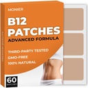 B12 Patch (Pack of 60) - 여성과 남성을위한 100 % 천연 패치 - 펌핑, 에너지, 초점 및 바디 지원 - 향상된 공식